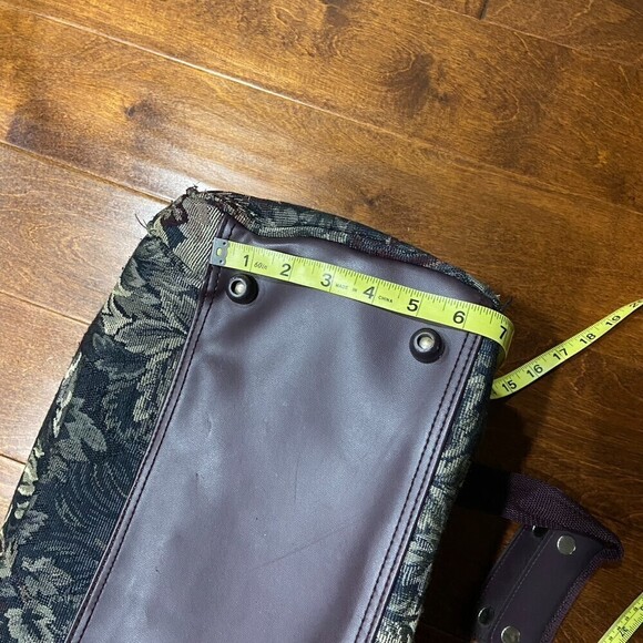 Pierre Cardin Floral Print Tapestry Duffle Bag Travel Vintage Green Brown - Picture 8 of 9